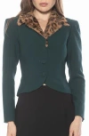 Alexia Admor Sabrina Faux Fur Notch Collar Blazer In Green