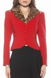 Alexia Admor Sabrina Faux Fur Notch Collar Blazer In Red
