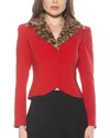 Alexia Admor Sabrina Faux Fur Notch Collar Blazer In Red