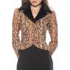 Alexia Admor Sabrina Leopard Faux Fur Notch Collar Blazer In Brown