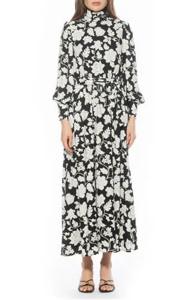 Alexia Admor Saliah Mockneck Blouson Sleeve Dress In Black