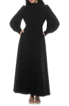 Alexia Admor Saliah Mockneck Blouson Sleeve Dress In Black
