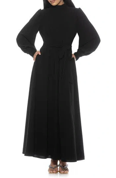 Alexia Admor Saliah Mockneck Blouson Sleeve Dress In Black