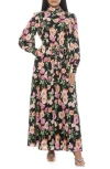 Alexia Admor Saliah Mockneck Blouson Sleeve Dress In Black Multi