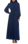 Alexia Admor Saliah Mockneck Blouson Sleeve Dress In Cobalt