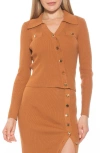 Alexia Admor Sam Asymmetrical Button Front Top In Camel