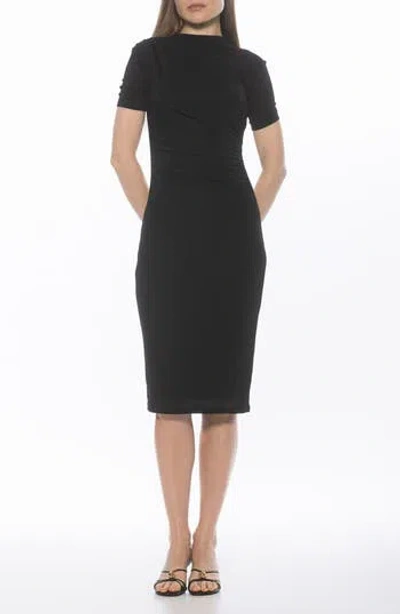 Alexia Admor Santal Draped Sheath Dress In Black