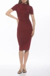Alexia Admor Santal Draped Sheath Dress In Burgundy