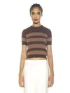 Alexia Admor Women's Pat Striped Short Sleeve Sweater In Brown