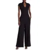 Alexia Admor Scarlett Solid Wide Leg V Neck Jumpsuit In Black In Black
