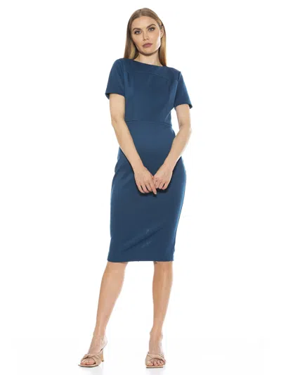 Alexia Admor Scuba Midi Dress In Blue