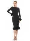 Alexia Admor Selena Faux Fur Trim Body-con Sweater Dress In Black