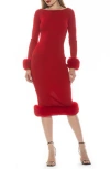 ALEXIA ADMOR ALEXIA ADMOR SELENA FAUX FUR TRIM BODY-CON SWEATER DRESS
