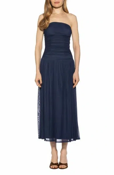 Alexia Admor Seraphina Strapless Midi Dress In Blue