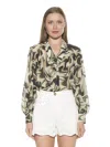 Alexia Admor Serena Long Sleeve Tie Neck Blouse In Green