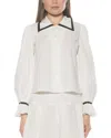 Alexia Admor Shannan Tipped Collar Button-up Shirt In White
