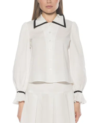 Alexia Admor Shannan Tipped Collar Button-up Shirt In White