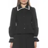 Alexia Admor Shannan Tipped Collar Button-up Shirt In Black