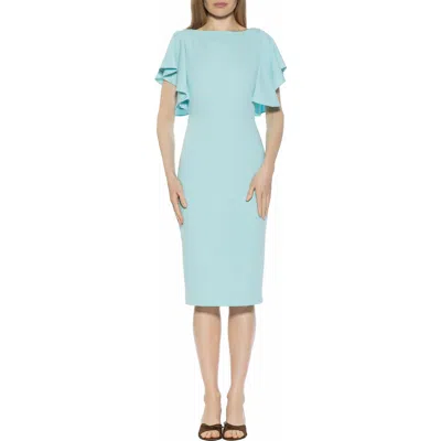 Alexia Admor Sherri Boatneck Ruffle Sleeve Midi Dress In Blue
