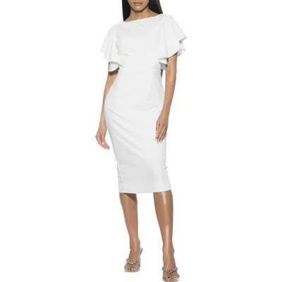 Alexia Admor Sherri Boatneck Ruffle Sleeve Midi Dress In Ivory