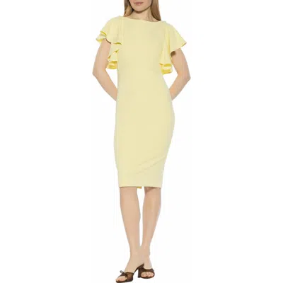 Alexia Admor Sherri Boatneck Ruffle Sleeve Midi Dress In Yellow