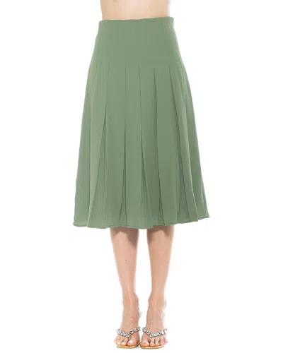 Alexia Admor Shilo Midi-length Pleated Skirt Sage In Green
