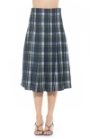 Alexia Admor Shilo Pleated Midi Skirt In Blue Plaid
