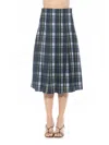 Alexia Admor Shilo Pleated Midi Skirt In Blue Plaid