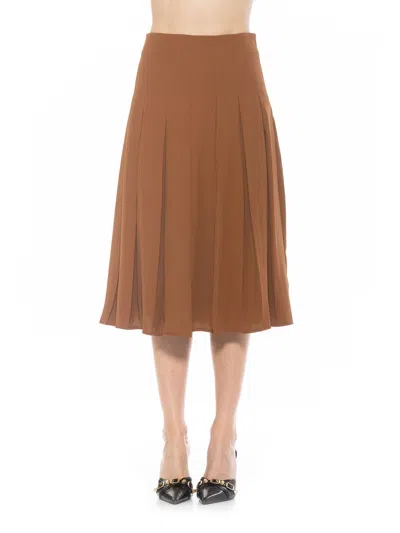 Alexia Admor Shilo Pleated Midi Skirt In Brown