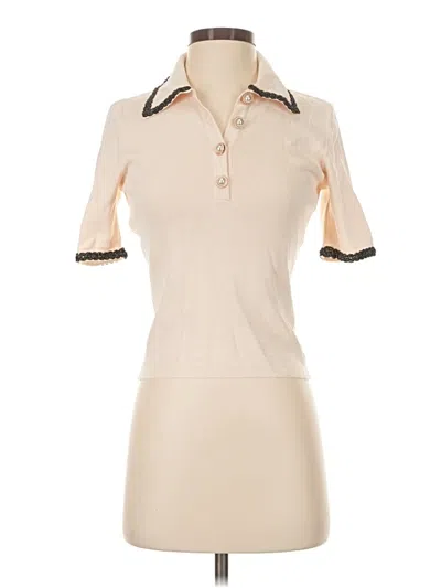 Pre-owned Alexia Admor Short Sleeve Blouse In Ivory