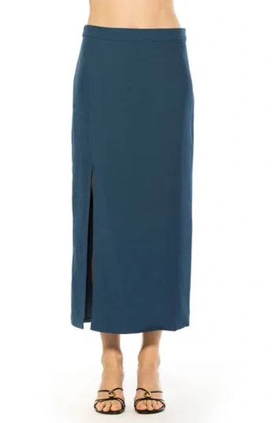 Alexia Admor Side Slit Midi Skirt In Blue