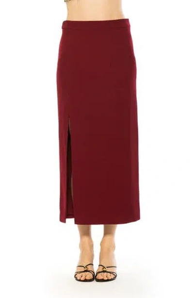 Alexia Admor Side Slit Midi Skirt In Burgundy
