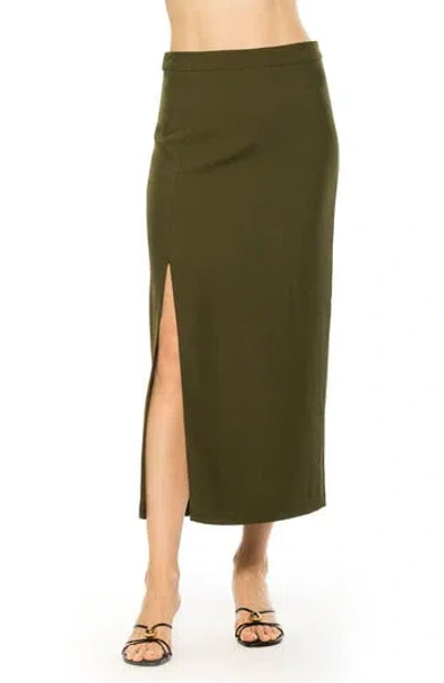 Alexia Admor Side Slit Midi Skirt In Green