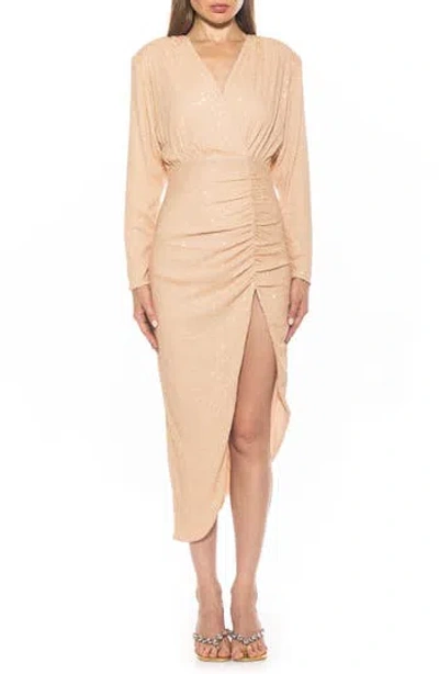Alexia Admor Silena Surplice Dolman Sleeve Dress In Light Beige