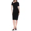 Alexia Admor Skylar Asymmetric Neck Short Sleeve Midi Dress In Black