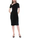 Alexia Admor Skylar Asymmetric Neck Short Sleeve Midi Dress In Black