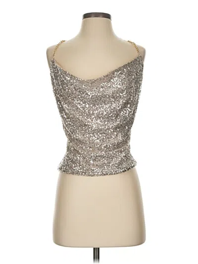 Alexia Admor Sleeveless Top Silver Strapless Neckline Tops