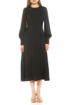 Alexia Admor Sophie Long Sleeve Fit & Flare Maxi Dress In Black