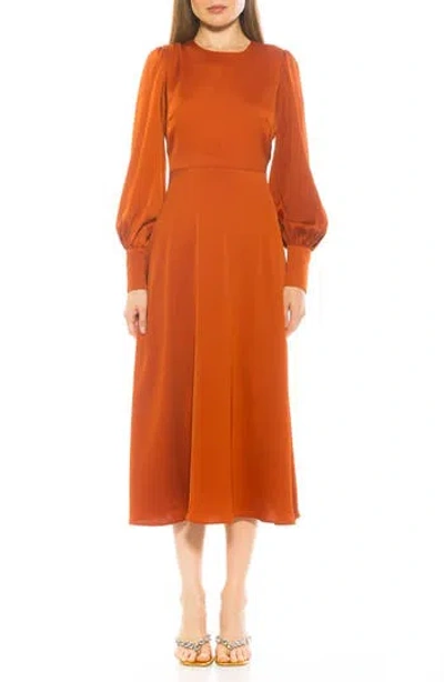 Alexia Admor Sophie Long Sleeve Fit & Flare Maxi Dress In Camel