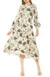 Alexia Admor Sophie Long Sleeve Fit & Flare Maxi Dress In Fern Floral