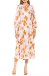 Alexia Admor Sophie Long Sleeve Fit & Flare Maxi Dress In Lilac Multi