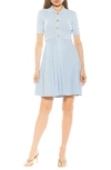 Alexia Admor Soren Short Sleeve Fit & Flare Sweater Dress In Halogen Blue