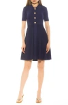 Alexia Admor Soren Short Sleeve Fit & Flare Sweater Dress In Navy