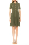 Alexia Admor Soren Short Sleeve Fit & Flare Sweater Dress In Sage