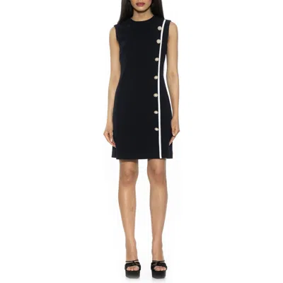 Alexia Admor Stripe Detail Sleeveless Shift Dress In Navy