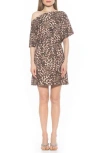 Alexia Admor Suri Draped One-shoulder Minidress In Brown Leopard