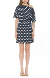 Alexia Admor Suri Draped One-shoulder Minidress In Navy Polka Dot