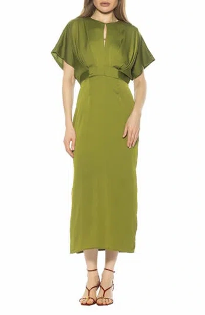 Alexia Admor Sylvi Draped Sleeve Midi Dress In Green