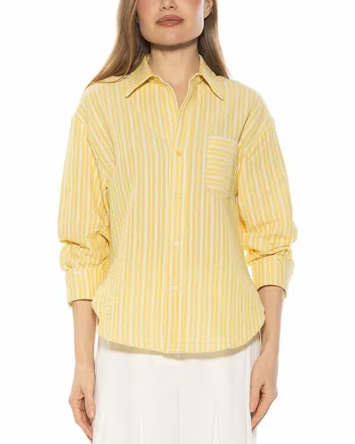 Alexia Admor Tammi Linen-blend Shirt 759-yellow St In Multi