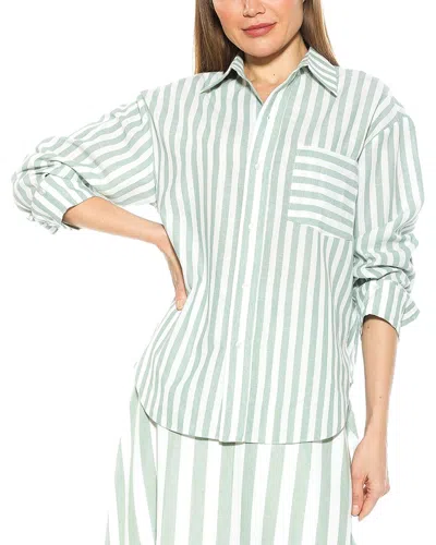 Alexia Admor Tammi Oversize Stripe Boyfriend Button-up Shirt In Green Stripe